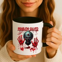 Problem Solved Bloody Hands Costume Clown Halloween Mug