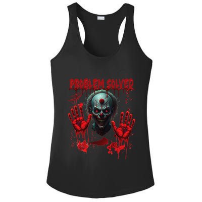 Problem Solved Bloody Hands Costume Clown Halloween Ladies PosiCharge Competitor Racerback Tank