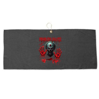 Problem Solved Bloody Hands Costume Clown Halloween Large Microfiber Waffle Golf Towel