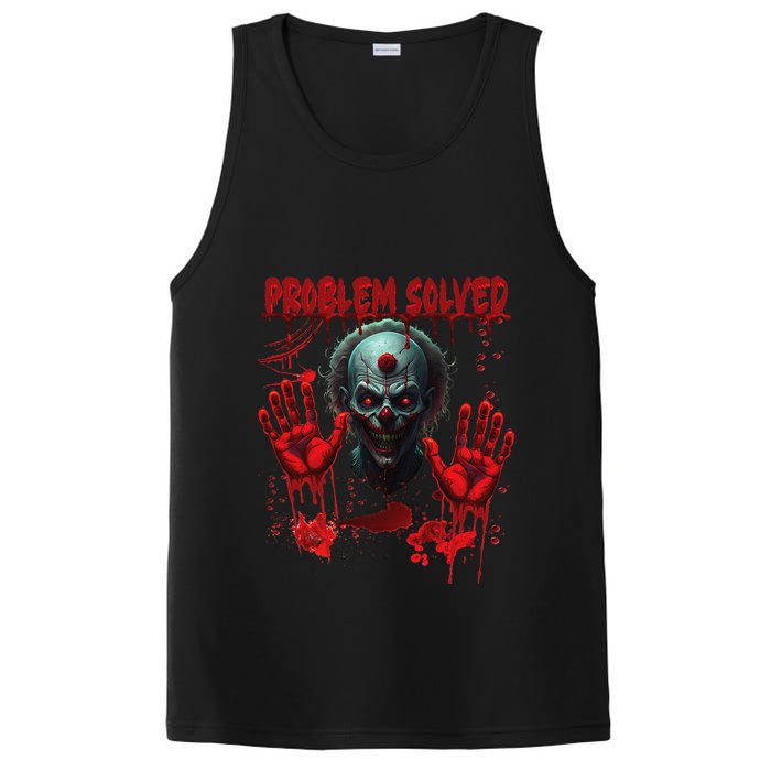 Problem Solved Bloody Hands Costume Clown Halloween PosiCharge Competitor Tank