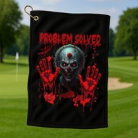 Problem Solved Bloody Hands Costume Clown Halloween Golf Towel