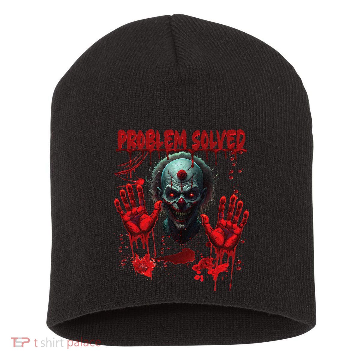 Problem Solved Bloody Hands Costume Clown Halloween Short Acrylic Beanie