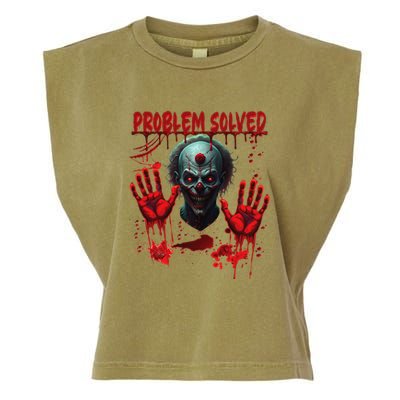Problem Solved Bloody Hands Costume Clown Halloween Garment-Dyed Women's Muscle Tee