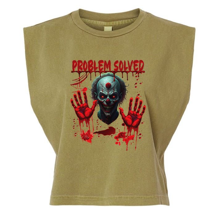 Problem Solved Bloody Hands Costume Clown Halloween Garment-Dyed Women's Muscle Tee