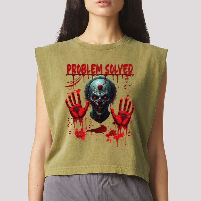 Problem Solved Bloody Hands Costume Clown Halloween Garment-Dyed Women's Muscle Tee