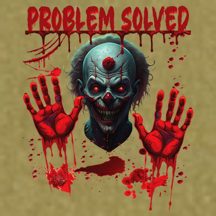 Problem Solved Bloody Hands Costume Clown Halloween Garment-Dyed Women's Muscle Tee