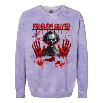 Problem Solved Bloody Hands Costume Clown Halloween Colorblast Crewneck Sweatshirt