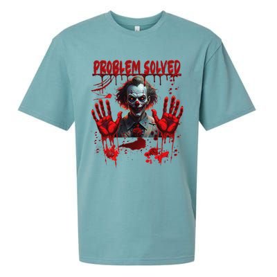 Problem Solved Bloody Hands Costume Clown Halloween Sueded Cloud Jersey T-Shirt