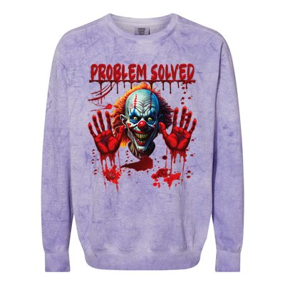 Problem Solved Bloody Hands Costume Clown Halloween Colorblast Crewneck Sweatshirt