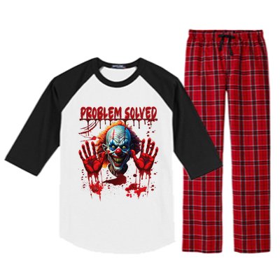 Problem Solved Bloody Hands Costume Clown Halloween Raglan Sleeve Pajama Set