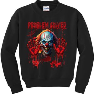 Problem Solved Bloody Hands Costume Clown Halloween Kids Sweatshirt