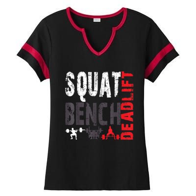 Powerlifting, Squat, Bench, Deadlift, Weightlifting Gift Ladies Halftime Notch Neck Tee