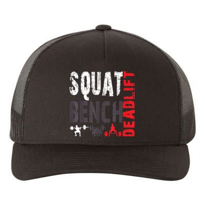 Powerlifting, Squat, Bench, Deadlift, Weightlifting Gift Yupoong Adult 5-Panel Trucker Hat