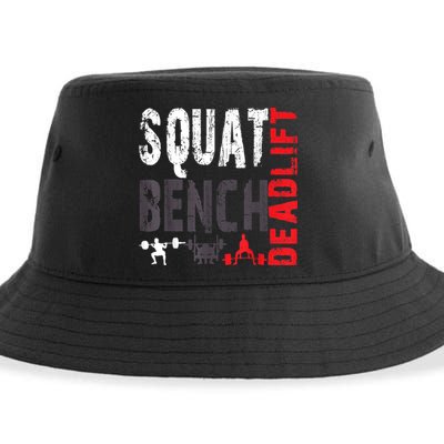 Powerlifting, Squat, Bench, Deadlift, Weightlifting Gift Sustainable Bucket Hat