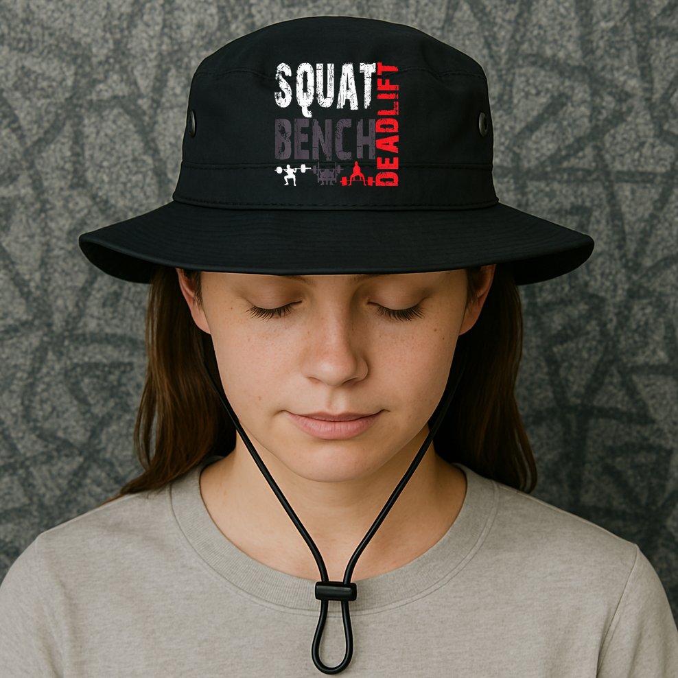 Powerlifting, Squat, Bench, Deadlift, Weightlifting Gift Bucket Hat
