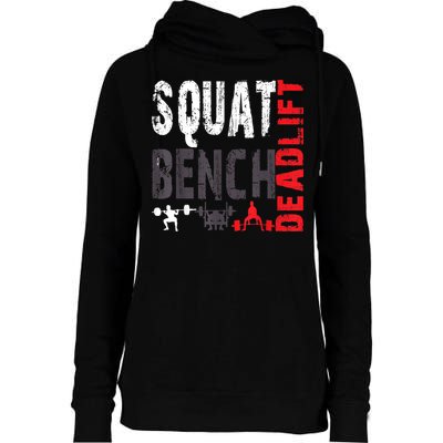 Powerlifting, Squat, Bench, Deadlift, Weightlifting Gift Womens Funnel Neck Pullover Hood