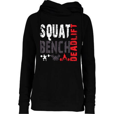 Powerlifting, Squat, Bench, Deadlift, Weightlifting Gift Womens Funnel Neck Pullover Hood