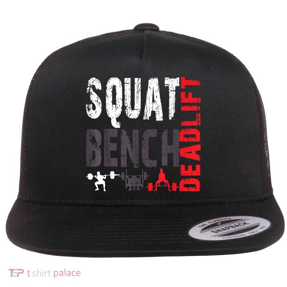 Powerlifting, Squat, Bench, Deadlift, Weightlifting Gift Flatbill Hat