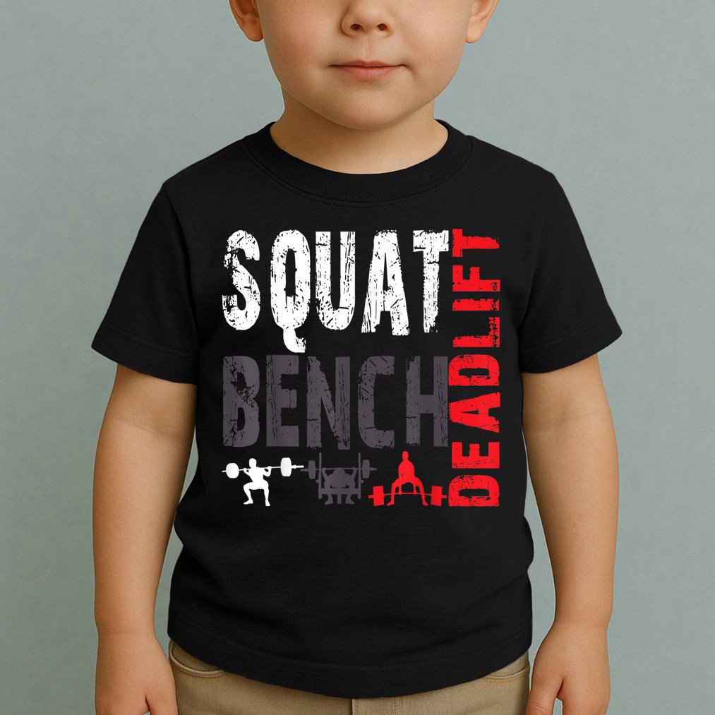 Powerlifting, Squat, Bench, Deadlift, Weightlifting Gift Toddler T-Shirt
