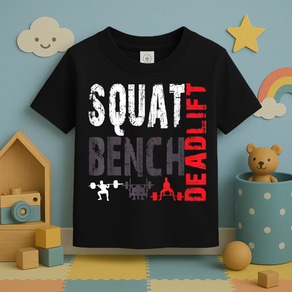 Powerlifting, Squat, Bench, Deadlift, Weightlifting Gift Toddler T-Shirt