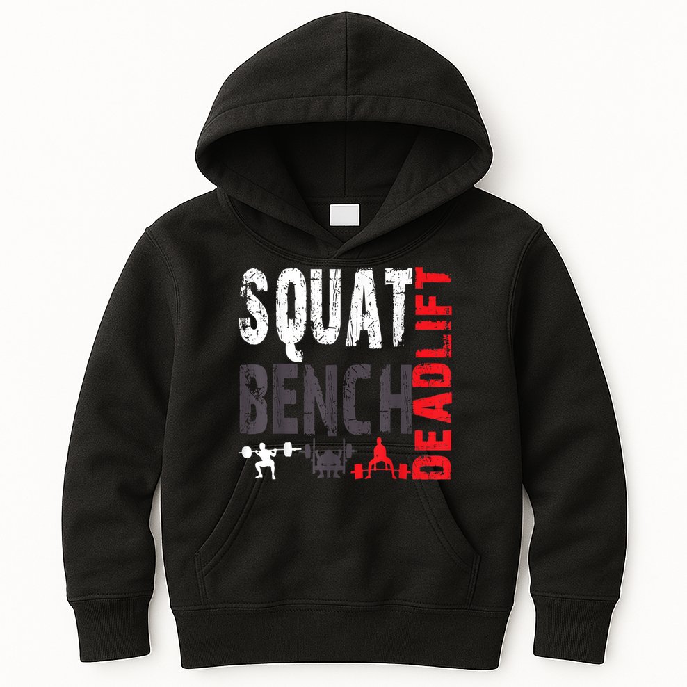 Powerlifting, Squat, Bench, Deadlift, Weightlifting Gift Kids Hoodie