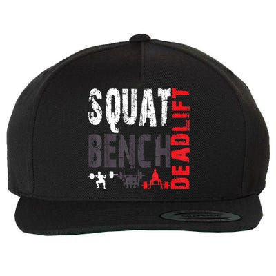 Powerlifting, Squat, Bench, Deadlift, Weightlifting Gift Wool Snapback Cap