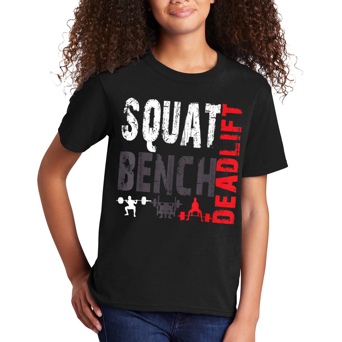 Powerlifting, Squat, Bench, Deadlift, Weightlifting Gift Kids T-Shirt