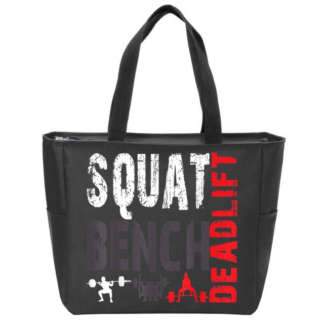 Powerlifting, Squat, Bench, Deadlift, Weightlifting Gift Zip Tote Bag