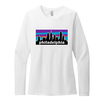 Philadelphia Skyline Baseball Philadelphia City Vintage Phill Womens CVC Long Sleeve Shirt