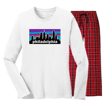 Philadelphia Skyline Baseball Philadelphia City Vintage Phill Women's Long Sleeve Flannel Pajama Set 