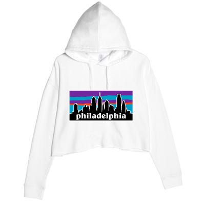 Philadelphia Skyline Baseball Philadelphia City Vintage Phill Crop Fleece Hoodie