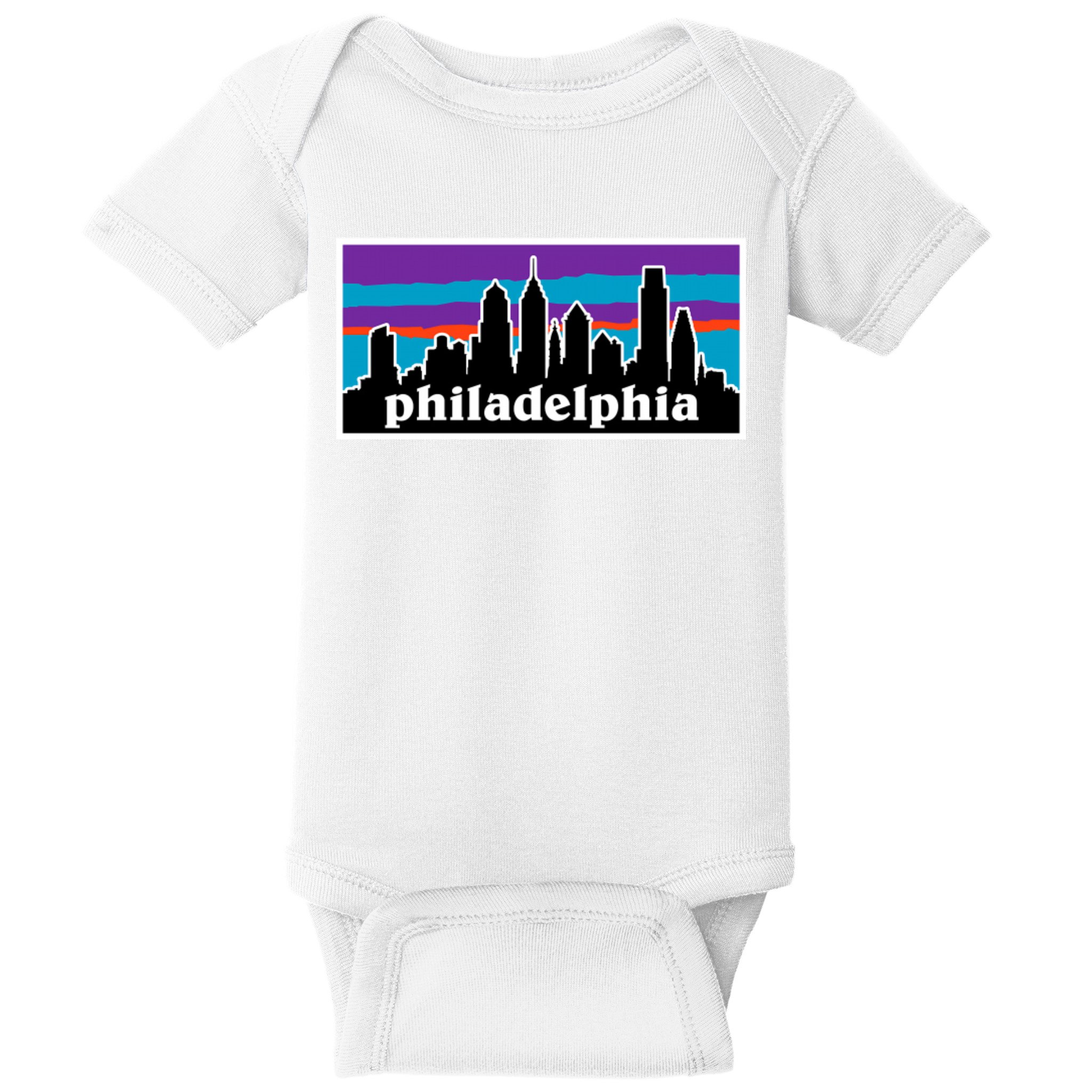 Philadelphia Skyline Baseball Philadelphia City Vintage Phill Baby Bodysuit