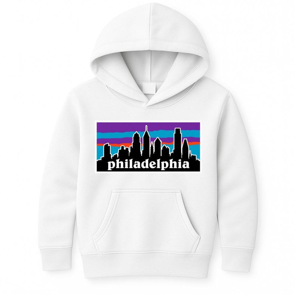 Philadelphia Skyline Baseball Philadelphia City Vintage Phill Kids Hoodie