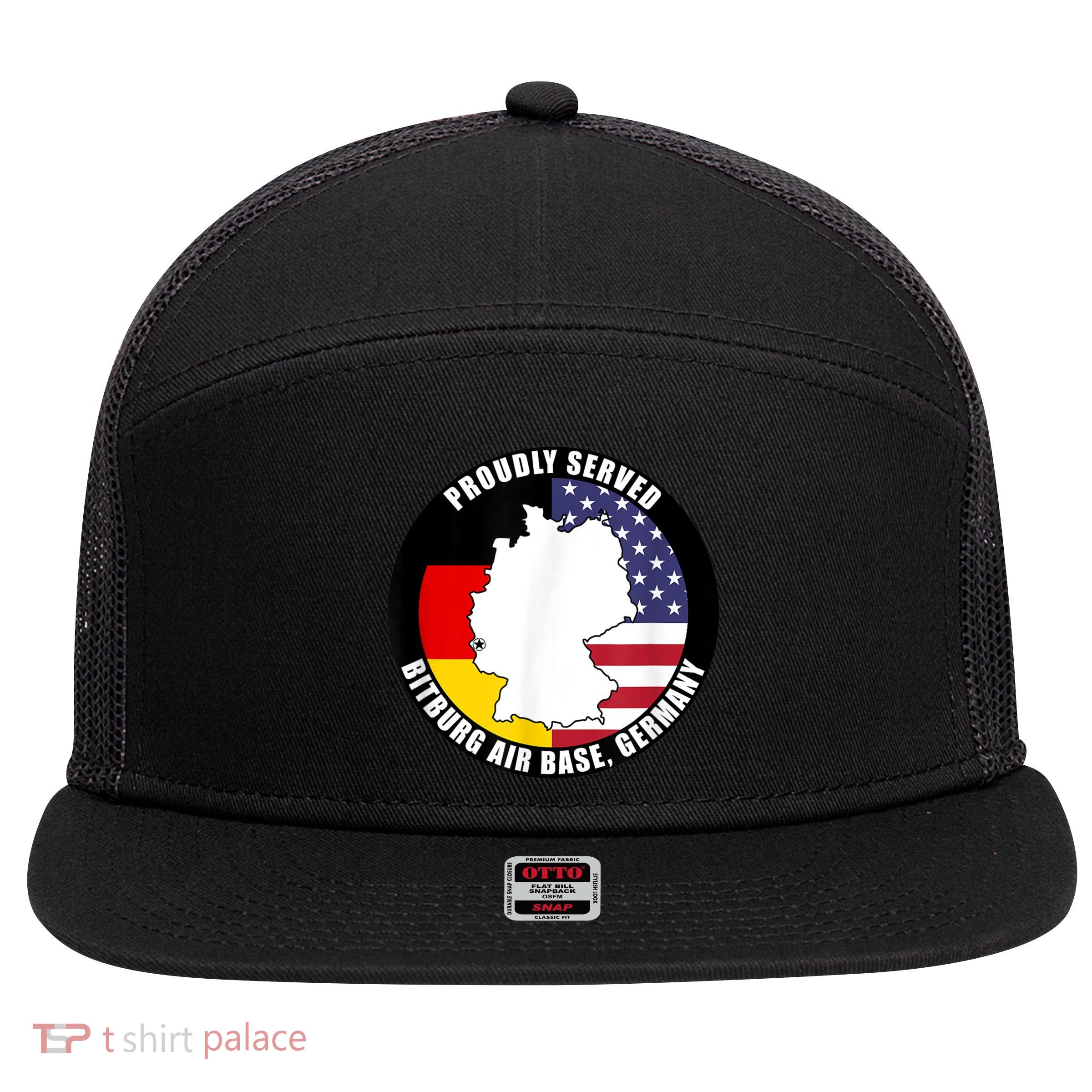 Proudly Served Bitburg Air Base Germany Military Veteran 7 Panel Mesh Trucker Snapback Hat