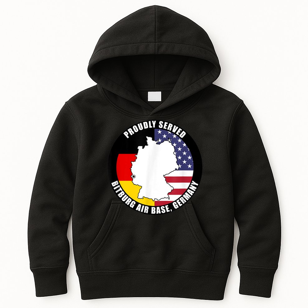 Proudly Served Bitburg Air Base Germany Military Veteran Kids Hoodie
