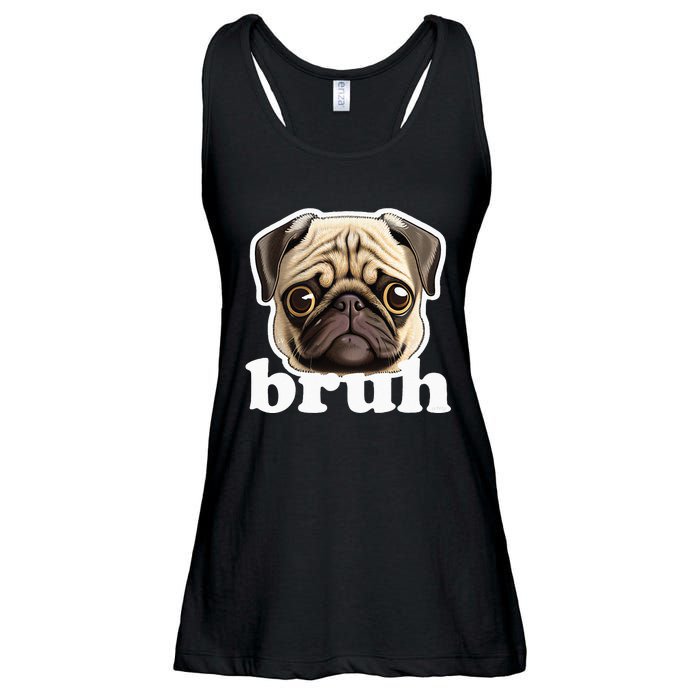 Pug Says Bruh Funny Humorous Pet Dog Ladies Essential Flowy Tank