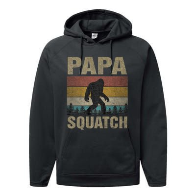 Papa Squatch Bigfoot Papa Sasquatch Yeti Family Performance Fleece Hoodie