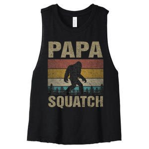 Papa Squatch Bigfoot Papa Sasquatch Yeti Family Women's Racerback Cropped Tank