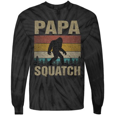 Papa Squatch Bigfoot Papa Sasquatch Yeti Family Tie-Dye Long Sleeve Shirt