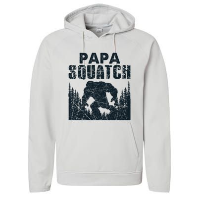 Papa Squatch Bigfoot Dad Fathers Day Performance Fleece Hoodie