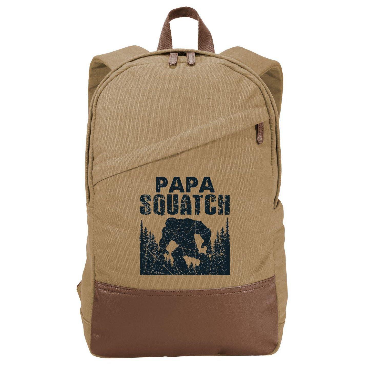 Papa Squatch Bigfoot Dad Fathers Day Cotton Canvas Backpack