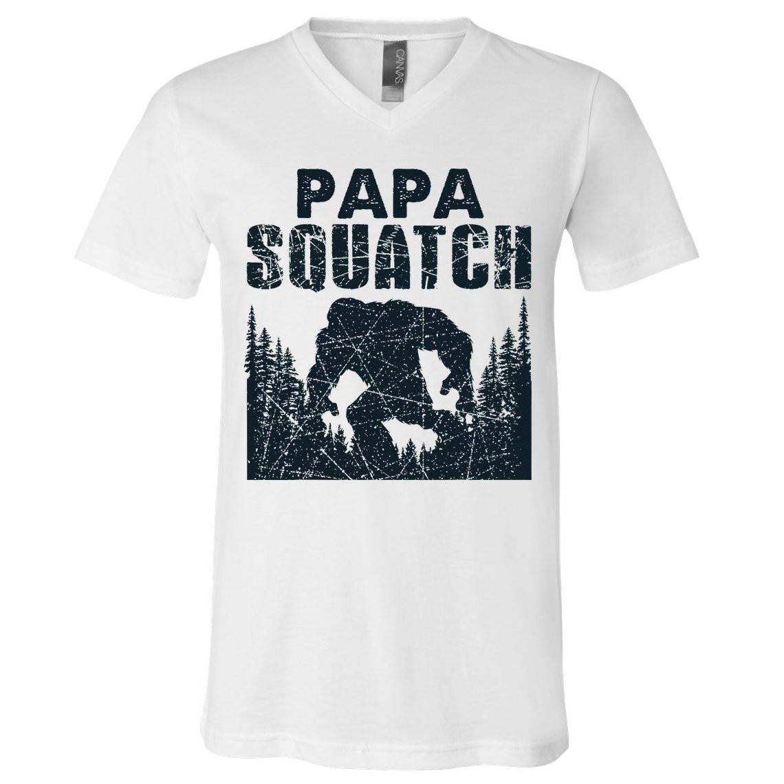 Papa Squatch Bigfoot Dad Fathers Day V-Neck T-Shirt