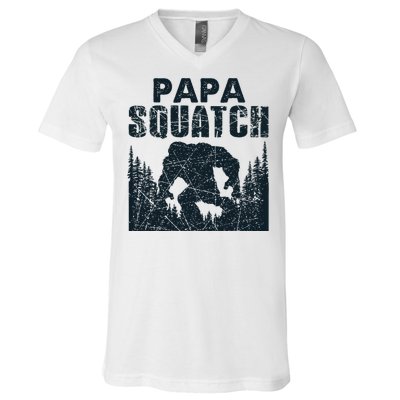 Papa Squatch Bigfoot Dad Fathers Day V-Neck T-Shirt