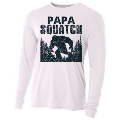 Papa Squatch Bigfoot Dad Fathers Day Cooling Performance Long Sleeve Crew