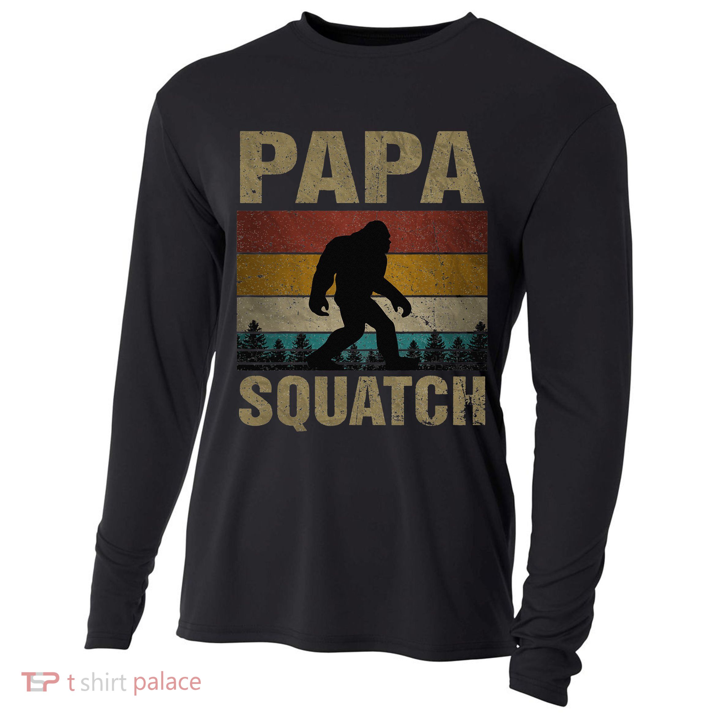 Papa Squatch Bigfoot Papa Sasquatch Yeti Family Cooling Performance Long Sleeve Crew