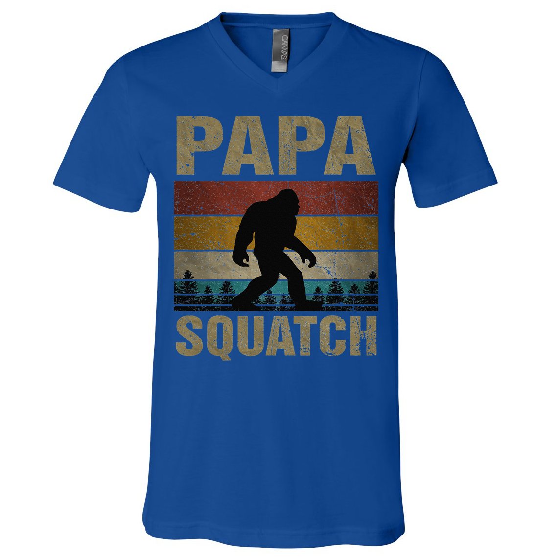 Papa Squatch Bigfoot Papa Sasquatch Yeti Family V-Neck T-Shirt