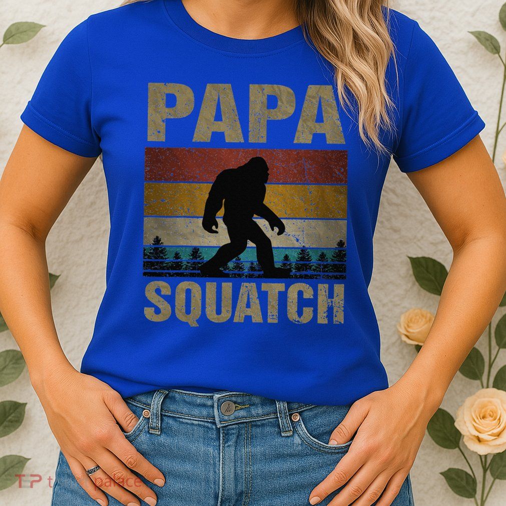 Papa Squatch Bigfoot Papa Sasquatch Yeti Family Womens T-Shirt