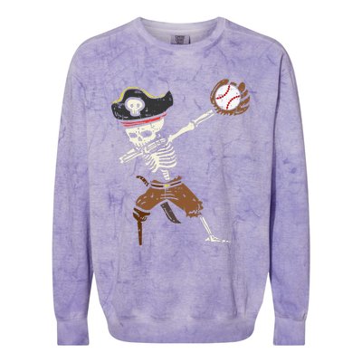 Pirate Skeleton Baseball Catcher Halloween Colorblast Crewneck Sweatshirt