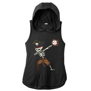 Pirate Skeleton Baseball Catcher Halloween Ladies PosiCharge Tri-Blend Wicking Draft Hoodie Tank