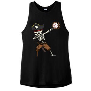 Pirate Skeleton Baseball Catcher Halloween Ladies PosiCharge Tri-Blend Wicking Tank